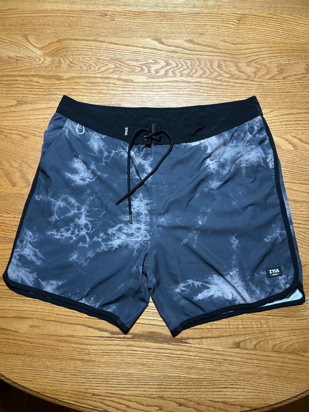 ZYIA Men’s Black & Gray Tie-Dye Swim Shorts Size XXL